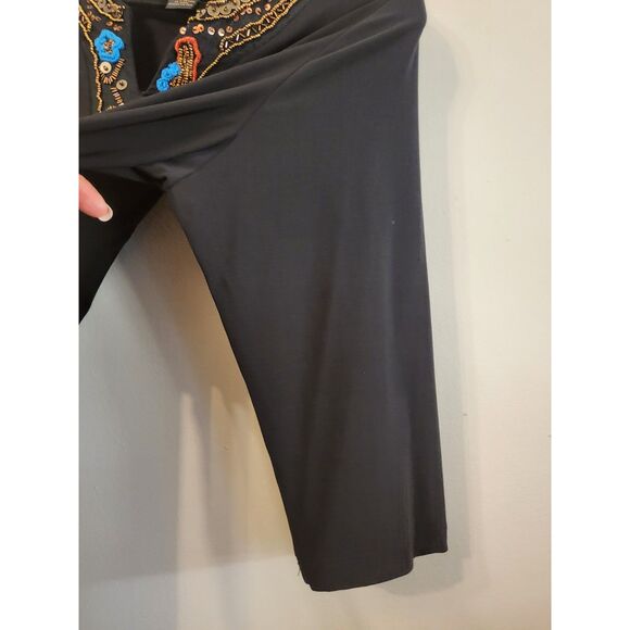 NWOT Susan Lawrence Black Beaded V Neck 3/4 Sleeve Tunic Top Women Size 2x. - Picture 5 of 5